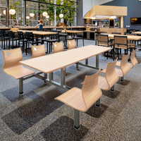 Ensemble de chaises de table à manger de restaurant contreplaqué robuste cadre en fer 8 places à usage commercial contemporain durable