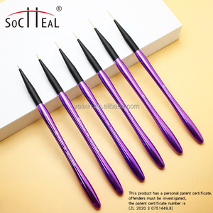 Magnifiques pinceaux à dessin pour ongles avec manche en acrylique violet, poils en nylon de différentes longueurs, pour le nail art, les lignes et les détails. - Product Image 3