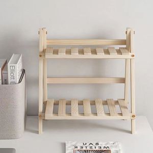 Double Layer Wooden <b>Desktop</b> <b>Shelf</b> 33x15x85cm Solid Wood Freestanding Storage Organizer For Desk Bedroom Dorm - Product Image 2