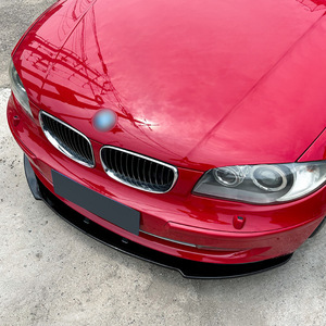 Amp Z Front <b>Splitter</b> <b>Lip</b> For Bmw 1 Series E81 E82 E87 E88 Lci 2008 2011 Piano Black Carbon Fiber Texture Matte Finish - Product Image 2