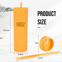 Vaso Acrílico de Doble Pared de 16oz con Logotipo Personalizado al por Mayor, con Pajita, Mate, Delgado, Reutilizable, para Bebidas Frías, Proveedor de Artículos Promocionales