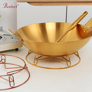 Cinese in acciaio inossidabile rotondo <span class=keywords><strong>Wok</strong></span> 34cm antiaderente a doppio orecchio un manico per uso alimentare con portabottiglie - Product Image 1