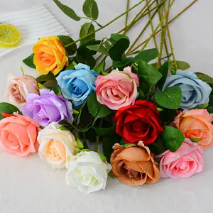 Venta al por mayor Real Touch Rose plantas y flores artificiales para la decoración del hogar de la boda