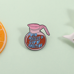 Pin de Esmalte con la Frase 'Ambition Coffee', Diseño Motivacional con Palabras, 'Preparese una Taza de Ambición', Broche al por Mayor - Product Image 2