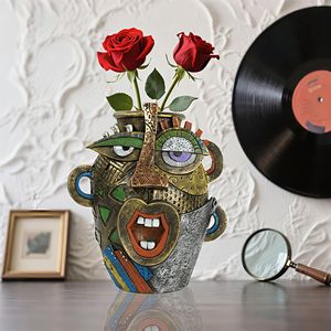 Vase Amusant Grande Bouche en Résine, Ornements Exagérés, Sculpture Visage de Dessin Animé à l'Expression Drôle, Décoration Créative Tendance pour la Maison et le Bureau - Product Image 3