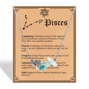 Collana con perline di cristallo <span class=keywords><strong>naturale</strong></span> irregolare con 12 segni zodiacali, gioiello con pietre preziose per l'equilibrio energetico e la guarigione, idea regalo - Product Image 5