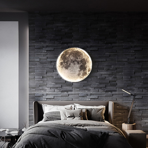 Lámpara de Pared LED de 24-100 cm, Iluminación Interior con Forma de Luna para Dormitorio, Sala de Estar, Decoración del Hogar, Lámpara de Techo con Brillo Nocturno - Product Image 3