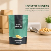 Sachets à collation personnalisés imprimés numériquement, avec fermeture éclair et trou de suspension, pour l'emballage alimentaire