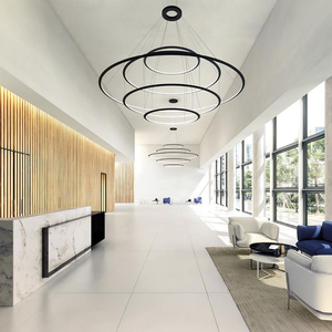 Luminaire suspendu circulaire à cinq anneaux ECOJAS <span class=keywords><strong>Bover</strong></span> en blanc, taille grande, diamètre 118 pouces - Product Image 4