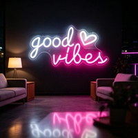 Enseigne néon personnalisée Good Vibes pour bars et cafés - Décoration multicolore contrôlée par Bluetooth et directionnelle
