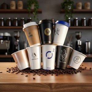 Gobelets à café jetables à double paroi en papier PLA avec logo personnalisé Sunshine, imperméables, 4oz/8oz/10oz/12oz/14oz/16oz, pour boissons chaudes à emporter - Product Image 1