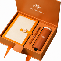 Carnet de notes professionnel de luxe en cuir rigide, journal/agenda, avec logo personnalisé, coffret cadeau, 100 feuilles, reliure cousue, ensemble stylo et bouteille