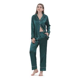 Set di pigiami da notte in raso di <span class=keywords><strong>seta</strong></span> a maniche lunghe PJ da donna all'ingrosso - Product Image 3
