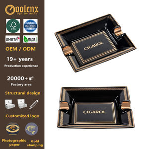Luxo atacado personalizado logotipo preto cerâmica cinzeiro portátil porcelana retângulo charuto cinzeiro para pátio exterior - Product Image 1
