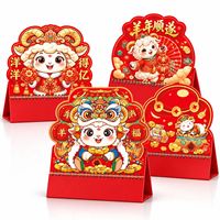 Calendrier de bureau du Nouvel An chinois 2027, motif Chèvre, rouge et or, découpé, reliure spirale, pour la vente au détail et en gros saisonnière