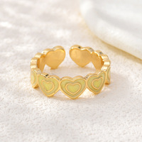JS17 Candy Color Drip Oil Enamel Liefdeshart Open Ring 18K Goud Verguld Verstelbare Stapelbare Vinger Ringen Zoete Multi Hartjes Band