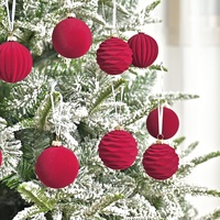 Boules de Noël de luxe bleu saphir, décorations pour arbre de Noël, rouge vin, vert foncé floqué, imperméables, suspendues, ornements de haute qualité