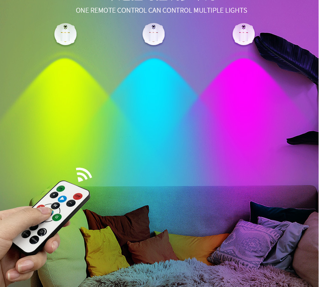 Modern Wireless LED Spotlight Mini Picture Lamps for Indoor Artwork Lighting Battery Operated Dimmable Rotatable Remote Control