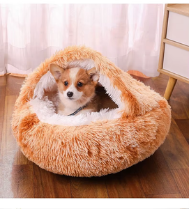Venta al por mayor cómoda Casa de juego para mascotas de poliéster nuevo diseño semicerrado cama de lujo Gatos Perros clásico/moda/dibujos animados invierno cálido - Product Image 6