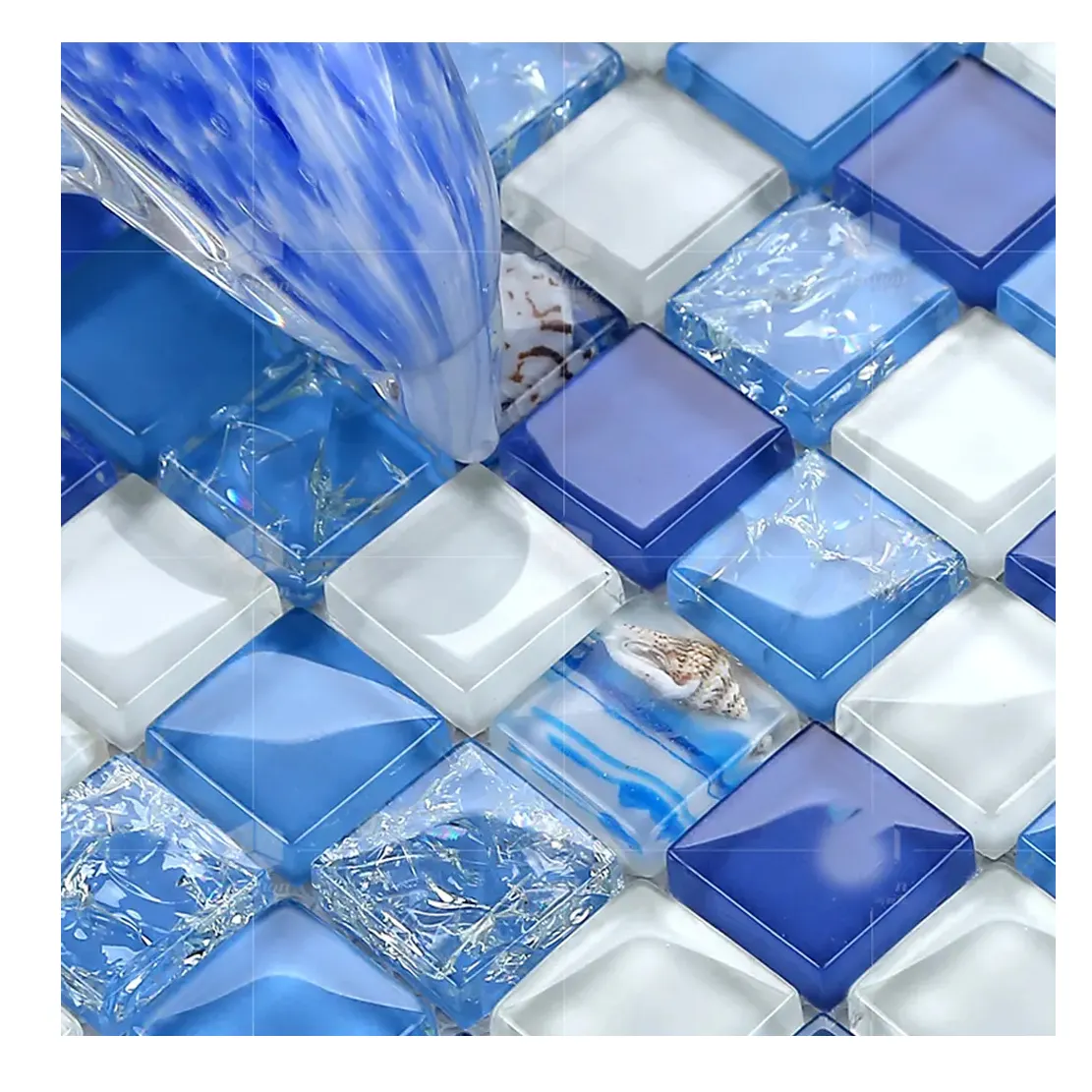 advanced technology kitchen backsplash swimming pool glass tile mosaic blue glass wall tiles shapes