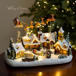 Adorno de Escritorio Navideño con Tren y Árbol de Navidad, Estilo Europeo, Micropaisaje, Eléctrico y Giratorio - Product Image 1