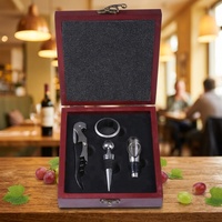 Coffret cadeau vin de luxe 4 en 1, boîte de rangement en bois rouge, tire-bouchon premium