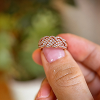 Cincin Rantai Perak Sterling S925 Unisex QX Custom untuk Pernikahan/Pertunangan, Bertabur Zirkon, Mewah Berkilau, Kualitas Tinggi, Perhiasan Grosir