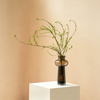Vase en verre gris minimaliste haut de gamme avec base robuste, pot hydroponique pour fleurs, décoration de salon, vase pour fleurs fraîches et verdure