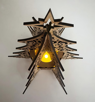 Lanterne de Noël en bois découpée au laser, puzzle 3D, chandelier, lampe de table, décoration de Noël personnalisée pour la maison, veilleuse, cadeau