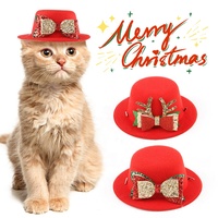 Chapeau de Noël pour animaux de compagnie avec nœud et décorations de bois de cerf, accessoire de tête rouge pour petits chiens et chats