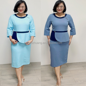 Vestido de Talla Grande para Mujer, Tejido de Sarga de Alta Costura, Vestido Elegante para el Trabajo, para Damas - Product Image 6