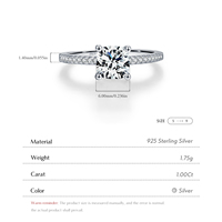 925 argent Sterling 1CT carré Moissanite Halo anneaux étincelant mariage fiançailles bande anneaux pour femmes bijoux fins
