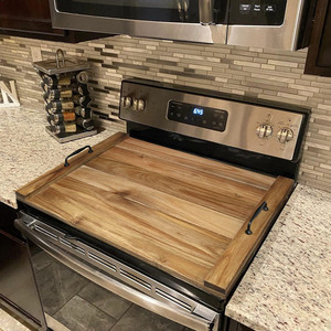 Custom Acacia Wood <strong>Cutting</strong> Board Food Serving Wooden Noodle Board for Electric Gas Stove Top Cover - Product Image 3
