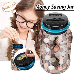 Tirelire numérique 1,8 L avec écran LCD pour compter les pièces de monnaie, tirelire pour argent liquide, pièces USD <span class=keywords><strong>et</strong></span> <span class=keywords><strong>EURO</strong></span>, coffre-fort pour défi d'épargne - Product Image 1