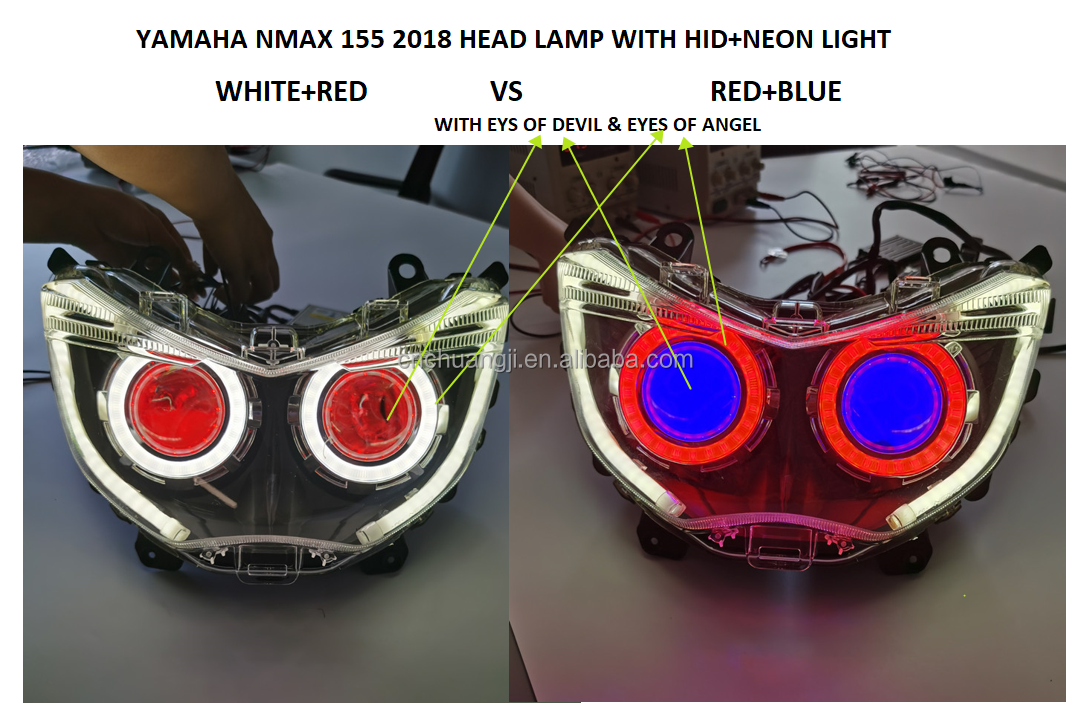 NMAXJPAモトパーツアクセサリーLEDヘッドライト青色nmax155LED