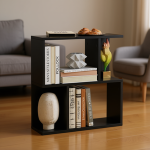 Étagère de salon pour petits espaces, 2 étagères, noire, moderne, étagère de présentation, décoration intérieure - Product Image 2