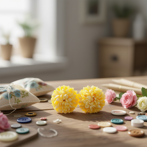 Ilan Flores Fiori Artificiali Gialli 4cm 2 Pezzi Decorativi per Artigianato - Product Image 2