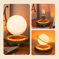 Lampu Bohlam Levitasi HCNT Plug-In Warm White 360° Berputar, Lampu Bulan Magnetik Kreatif, Hadiah Natal, Saturnus Mengambang untuk Rumah