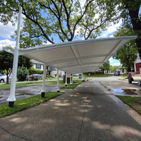 Membrana Tensada para Techo de Acero, Duradera e Impermeable, de PVDF y PTFE, Personalizable, Carpa para 3 Autos, Toldo para Estacionamiento