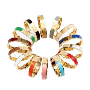 Fashion Popular Designer Jewelry For Women 316L Stainless Steel Bracelet H Enamel Colorful Bangle