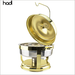 Equipo profesional de restaurante HD Gold, utensilios de servicio martillado real de acero inoxidable, cúpula colgante de lujo de 8L para hoteles - Product Image 4