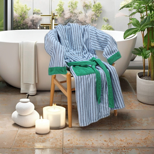 Peignoir thermique col en v à séchage rapide Colorblock tissé motif à carreaux 2025 coton un nouvel arrivage de printemps 100% - Product Image 3