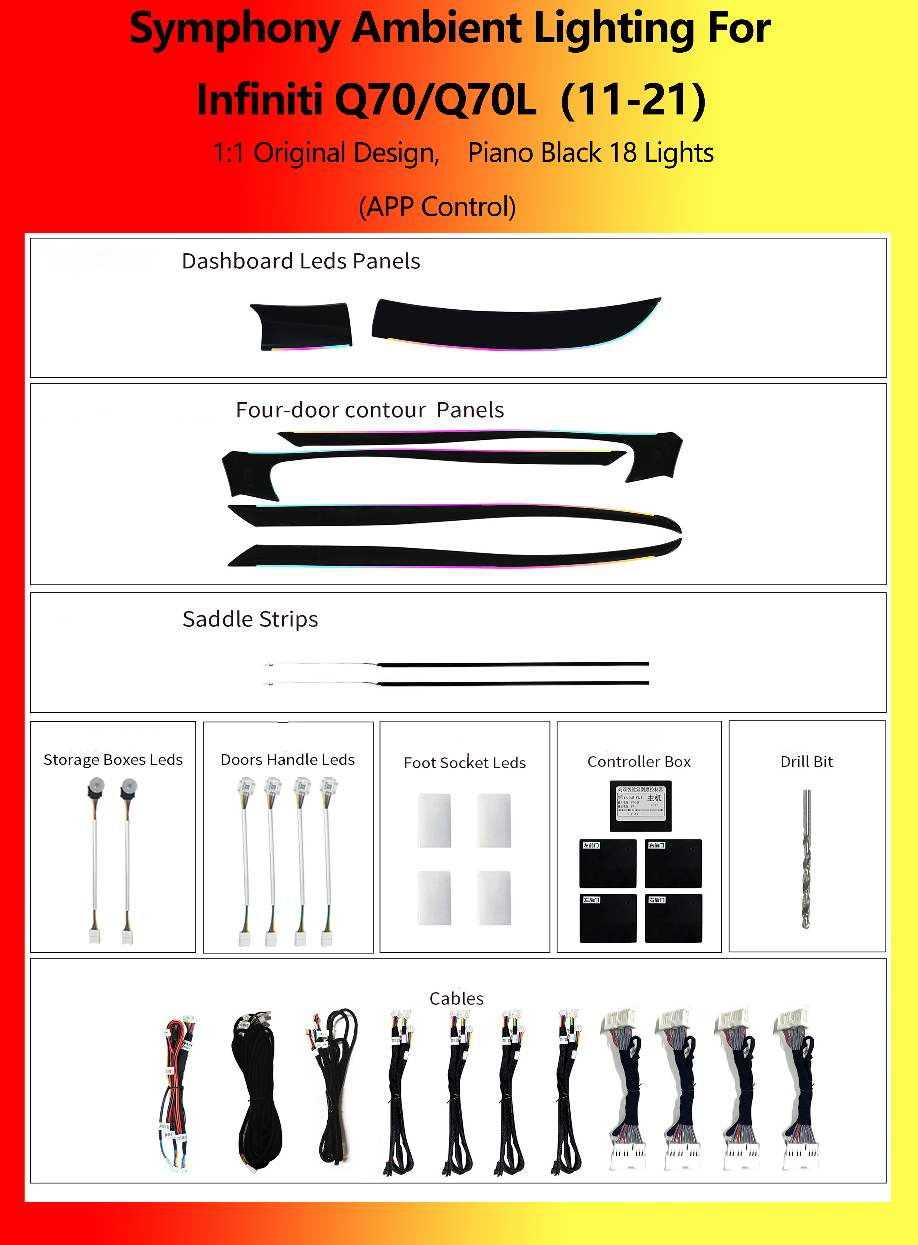 Infiniti Q70/Q70L Negro Piano Sinfonía 18 Luces
