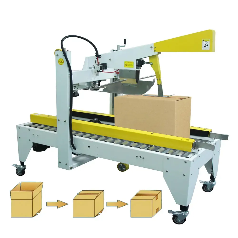 Automatic case closing small carton box sealing machine carton sealer edge sealing and carton packing box making machine
