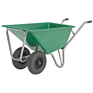 Garden Wheelbarrow 150L Dual Wheel Large Poly Tray Heavy Duty GARDEN Wheelbarrow WB9600