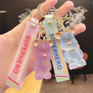 Crystal Glass Bear Keychain Acrylic Car Key Accessory Cartoon Mobile Phone Charm Decorate Couple Bag Pendant - Product Image 1