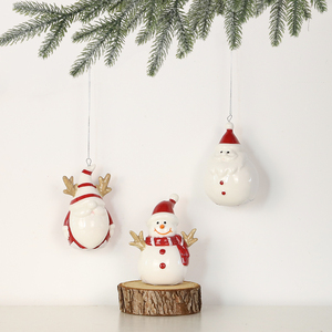 <span class=keywords><strong>Adornos</strong></span> Navideños Colgantes de Cerámica, Muñecos de Nieve y Gnomos Impresos a Mano, Colgante <span class=keywords><strong>para</strong></span> Árbol de <span class=keywords><strong>Navidad</strong></span>, Decoración <span class=keywords><strong>para</strong></span> Fiestas - Product Image 1
