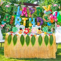 Bannière Hawaïenne Joyeux Anniversaire, 3 Packs de Décorations de Fête Hawaïenne, Guirlande Tropical Luau pour Décoration d'Anniversaire