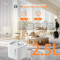 Distributeur automatique de fontaine à boire électrique USB à LED pour animaux domestiques Petit bol d'eau pour chien/chat muet en silicone et acier