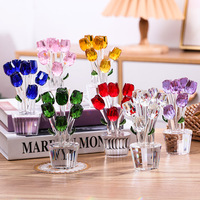 HBL UV Verre Imprimé Cristal Rose Bouquet Ornement Décoration Cadeau pour Anniversaire De Mariage Centres De Table